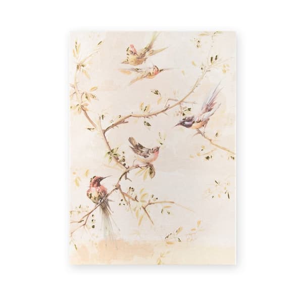 Art for the Home - Lærred med håndmalede detaljer - Sunset birds - 70x50cm - Pink