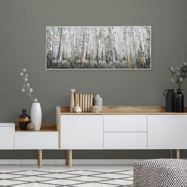 Art for the Home  - Duk med handmålade detaljer - Björkskog - 40x100cm - Brun