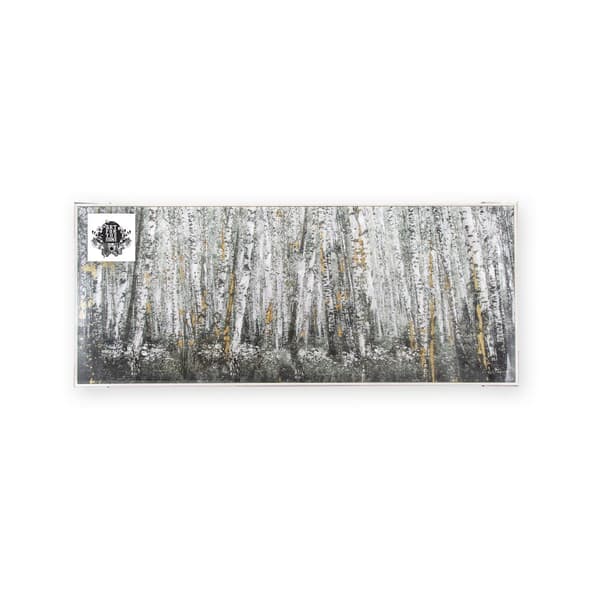 Art for the Home  - Duk med handmålade detaljer - Björkskog - 40x100cm - Brun