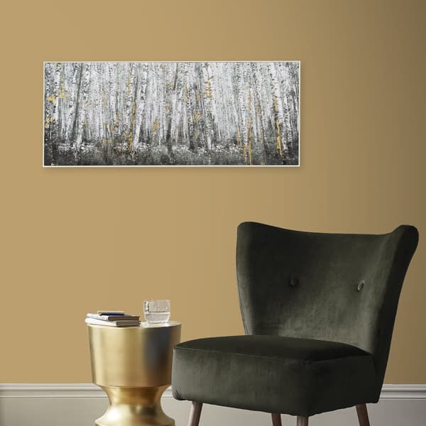 Art for the Home  - Duk med handmålade detaljer - Björkskog - 40x100cm - Brun