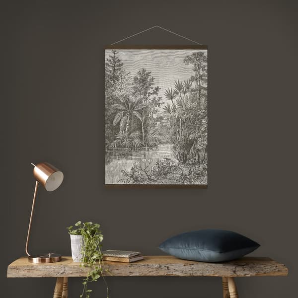 Art for the Home Hængende plakat Linned - Jungle Landscape Sepia - 80x60cm