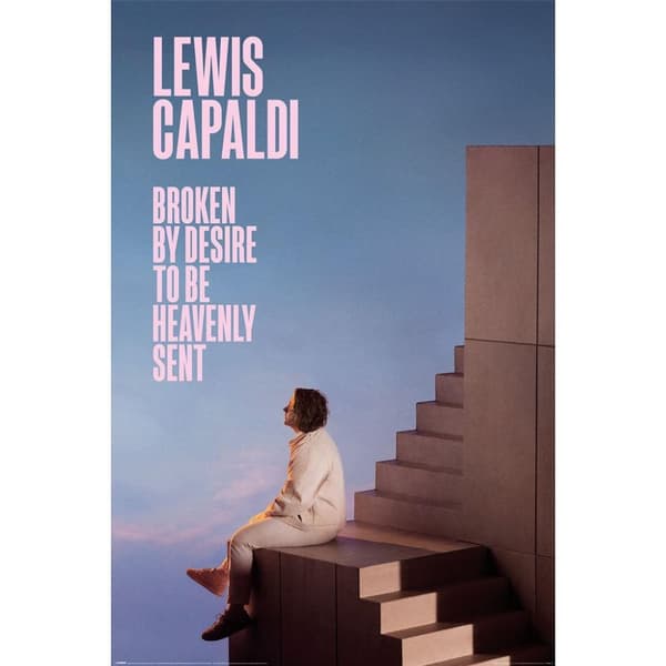 Lewis Capaldi Broken By Desire Paper Poster Blue/Brown/White 91.5cm x 61cm