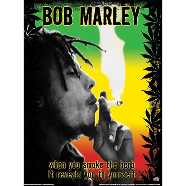 Bob Marley Herb Print Multicoloured 40cm x 30cm