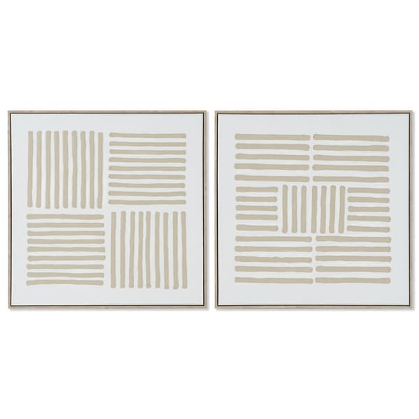 Tavla Home ESPRIT Vit Beige Skandinavisk 83 x 4,5 x 83 cm (2 antal)