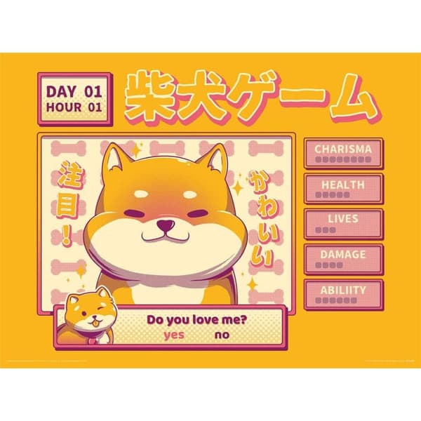 Ilustrata Shiba Novel Print Yellow/Pink 40cm x 30cm