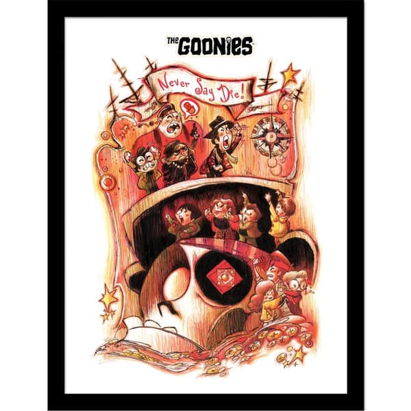 The Goonies Never Say Die Sketch Framed Poster Multicoloured 40cm x 30cm
