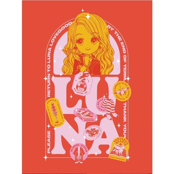 Harry Potter Witty Witchcraft Luna Lovegood Print Orange/Yellow/Pink 40cm x 30cm