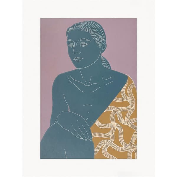 Ellen Von Wiegand Inward Gaze Print Blue/Brown/Pink 40cm x 30cm