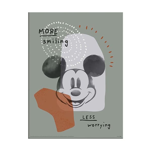 Disney Haven More Smiling Mickey Mouse Print Grey/White 40cm x 30cm