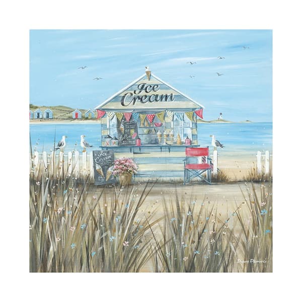 Diane Demirci Beach Ice Cream Print Blue/Brown 60cm x 60cm