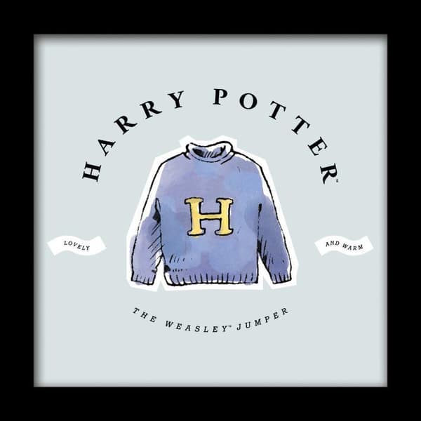 Harry Potter Jumper Watercolour Framed Art Print Blue/Black/White 30.5cm x 30.5cm