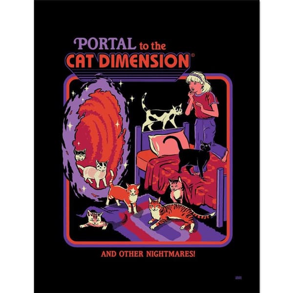 Steven Rhodes Portal To The Cat Dimension Framed Poster Black/Purple/Red 40cm x 3cm