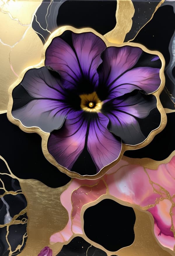 Svart Blomma Affisch 30×40 CM