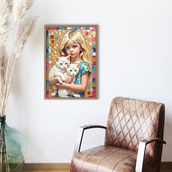 Flicka med Katt Affisch 30×40 CM