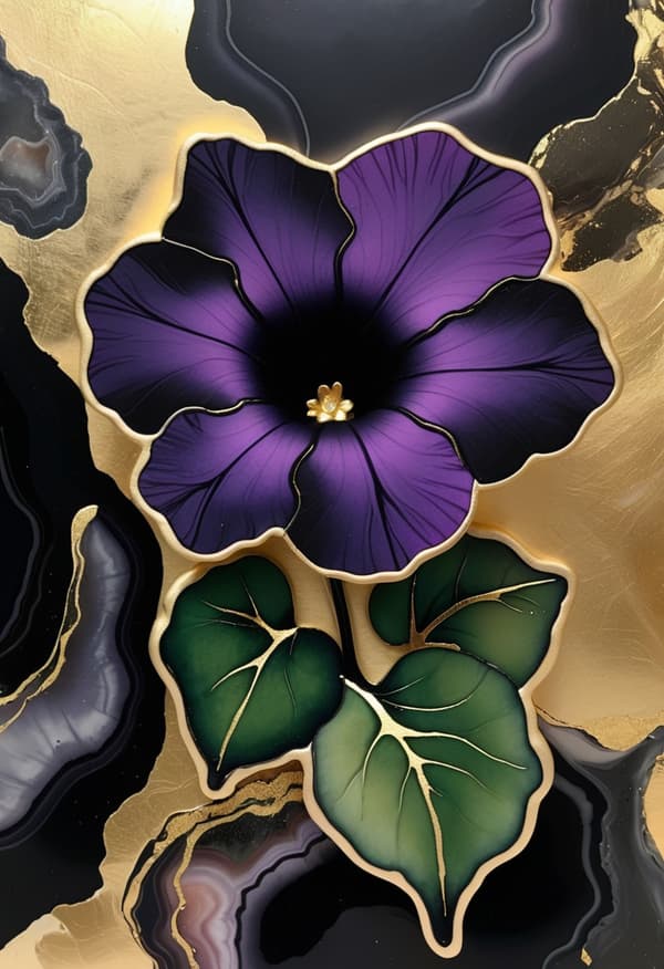 Svart Blomma Affisch 30×40 CM