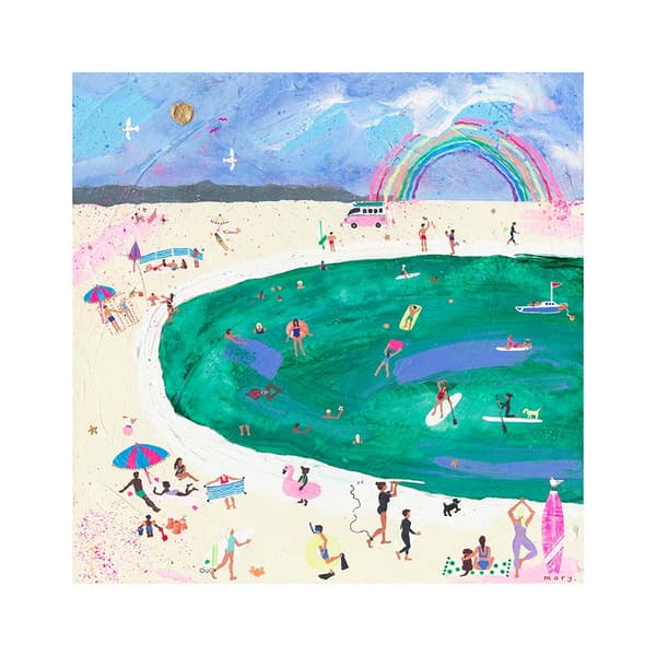 Mary Donald Days Like These Print Cream/Blue/Green 40cm x 40cm