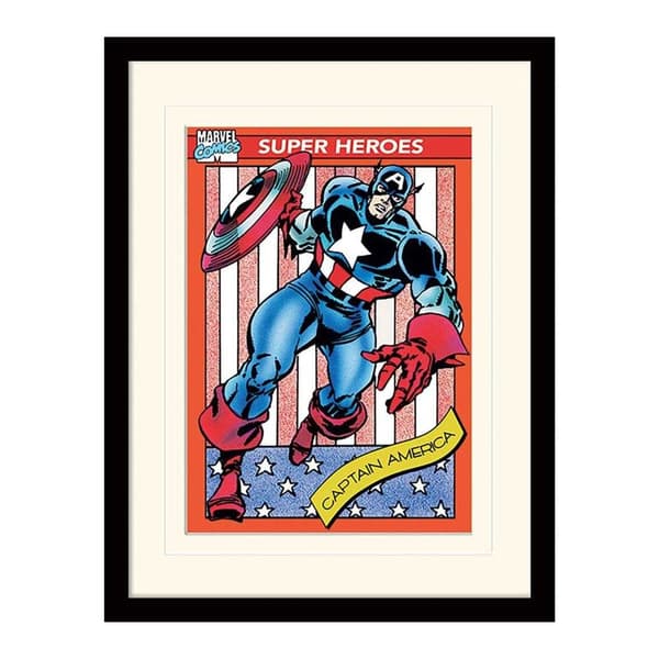 Captain America Trading Card Mounted Print Multicoloured 40cm x 30cm
