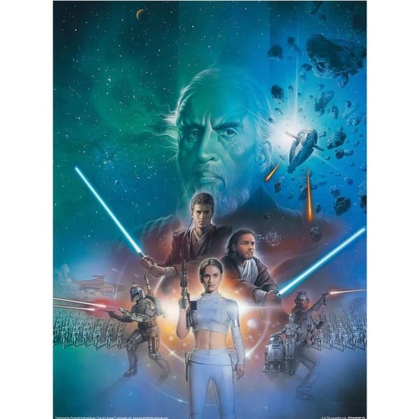 Star Wars Episode II Art Print Blue/Green 40cm x 30cm
