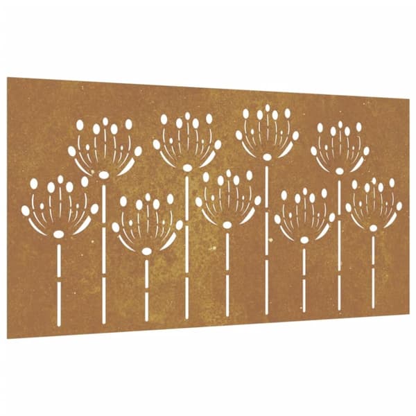 vidaXL Väggdekoration 105x55 cm rosttrögt stål blomdesign - Affischer, tryck & konstverk