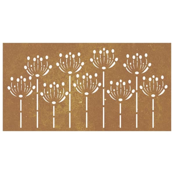vidaXL Väggdekoration 105x55 cm rosttrögt stål blomdesign - Affischer, tryck & konstverk