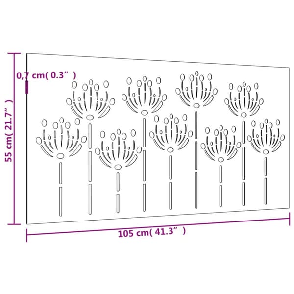 vidaXL Väggdekoration 105x55 cm rosttrögt stål blomdesign - Affischer, tryck & konstverk