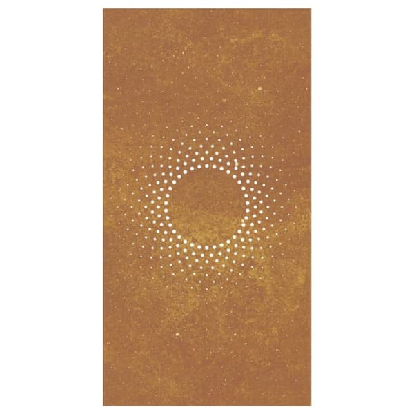 vidaXL Puutarhaseinäkoriste 105x55 cm corten teräs aurinkokuvio -  Julisteet, painokuvat & koristetaulut