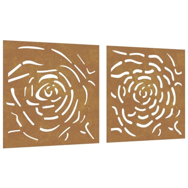 vidaXL udendørs vægdekoration 2 dele 55x55 cm rosedesign cortenstål - Plakater, prints & vægkunst