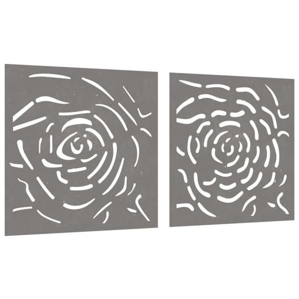 vidaXL udendørs vægdekoration 2 dele 55x55 cm rosedesign cortenstål -  Plakater, prints & vægkunst