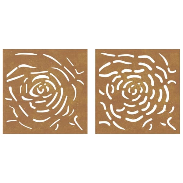 vidaXL udendørs vægdekoration 2 dele 55x55 cm rosedesign cortenstål - Plakater, prints & vægkunst