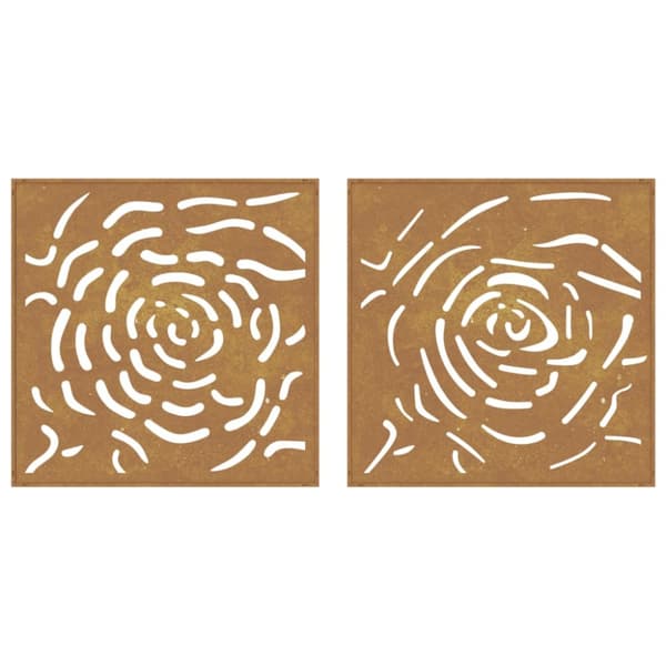 vidaXL udendørs vægdekoration 2 dele 55x55 cm rosedesign cortenstål - Plakater, prints & vægkunst