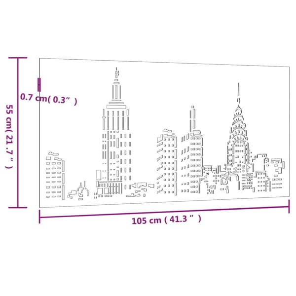 vidaXL udendørs vægdekoration 105x55 cm skyline-design cortenstål - Plakater, prints & vægkunst