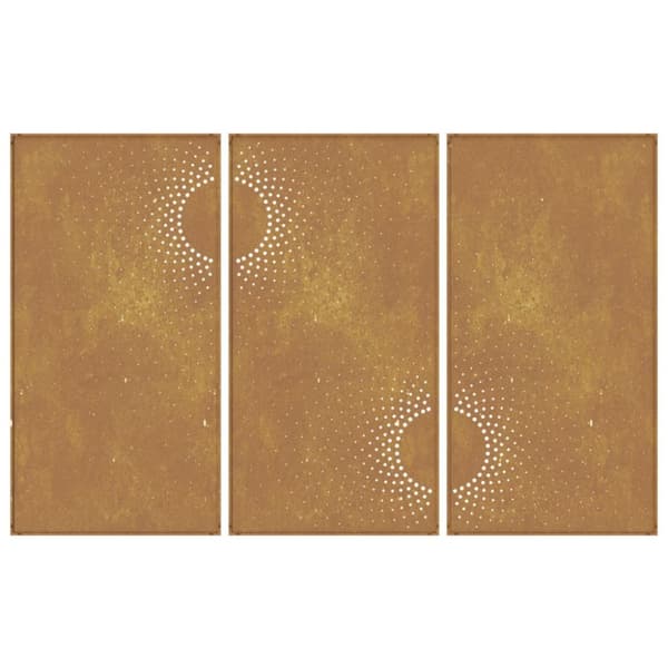 vidaXL udendørs vægdekoration 3 dele 105x55 cm soldesign cortenstål -  Plakater, prints & vægkunst