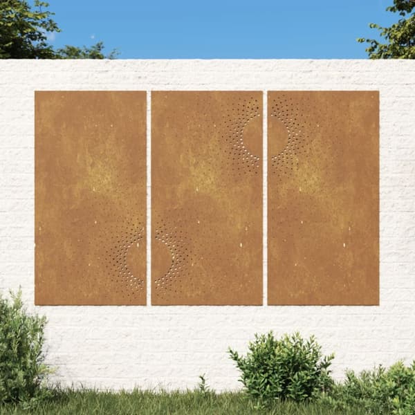 vidaXL udendørs vægdekoration 3 dele 105x55 cm soldesign cortenstål -  Plakater, prints & vægkunst