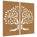 Pikkukuva 3 / 9: vidaXL Puutarhaseinäkoristeet 2 kpl 105x55 cm corten teräs puukuvio -  Julisteet, painokuvat & koristetaulut