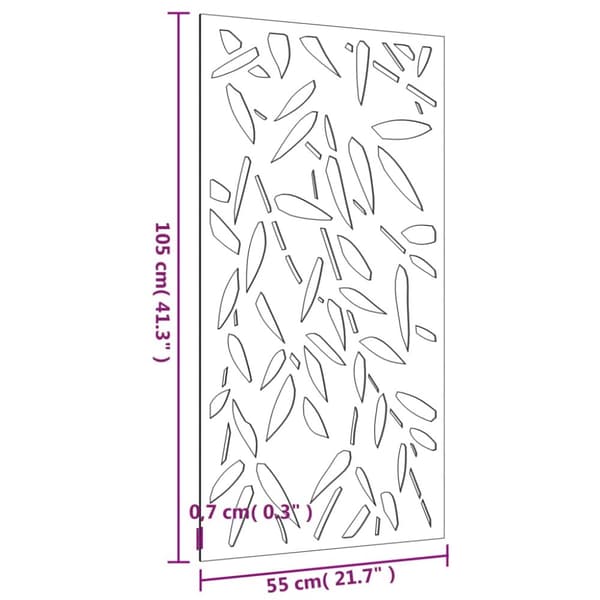 vidaXL udendørs vægdekoration 105x55 cm bambusbladdesign cortenstål - Plakater, prints & vægkunst