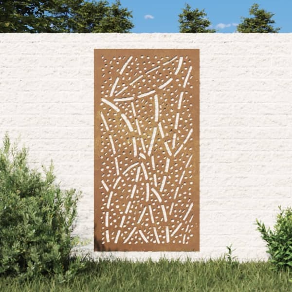 vidaXL Puutarhaseinäkoriste 105x55 cm corten teräs lehtikuvio -  Julisteet, painokuvat & koristetaulut