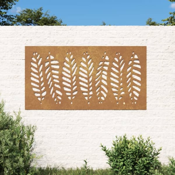 vidaXL udendørs vægdekoration 105x55 cm bladdesign cortenstål - Plakater, prints & vægkunst