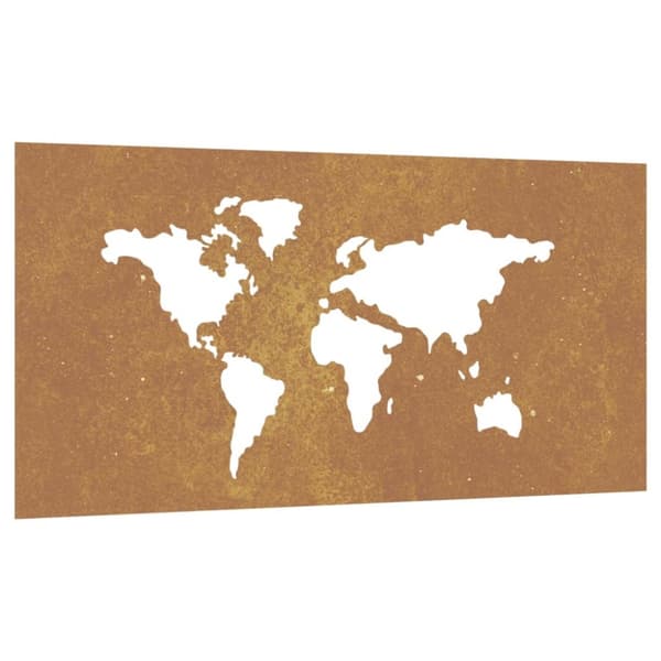 vidaXL udendørs vægdekoration 105x55 cm verdenskortdesign cortenstål -  Plakater, prints & vægkunst