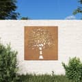Pikkukuva 1 / 9: vidaXL Puutarhaseinäkoriste 55x55 cm corten teräs puukuvio -  Julisteet, painokuvat & koristetaulut