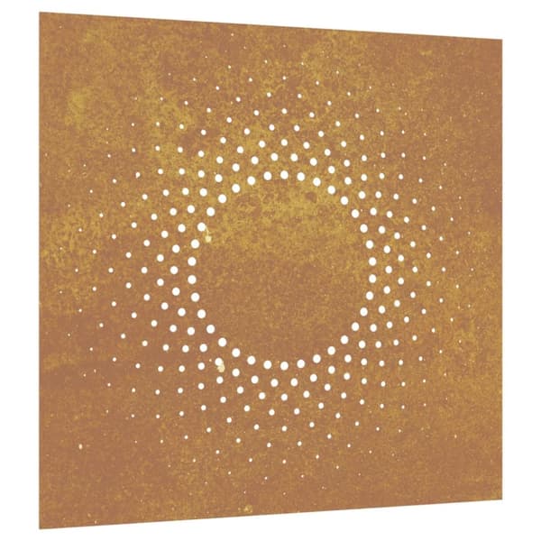 vidaXL Puutarhaseinäkoriste 55x55 cm corten teräs aurinkokuvio - Julisteet, painokuvat & koristetaulut