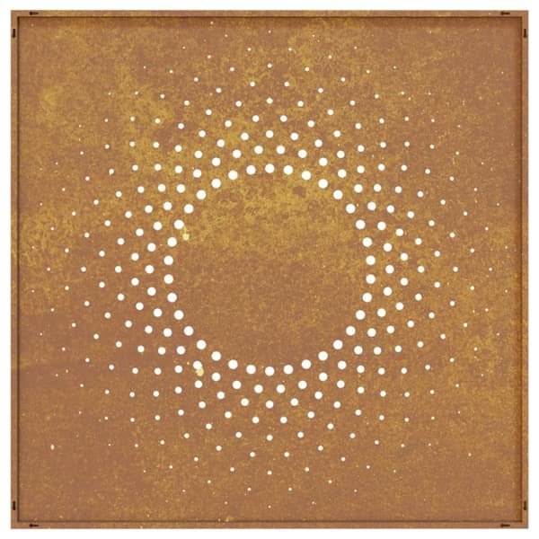 vidaXL Puutarhaseinäkoriste 55x55 cm corten teräs aurinkokuvio - Julisteet, painokuvat & koristetaulut