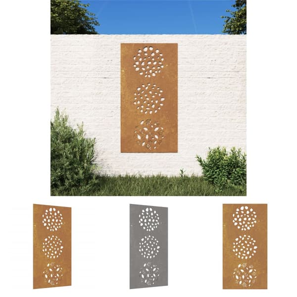 The Living Store udendørs vægdekoration 105x55 cm bladdesign cortenstål -  Plakater, prints & vægkunst