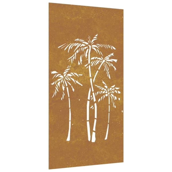 The Living Store Väggdekoration 105x55 cm rosttrögt stål palmdesign - Affischer, tryck & konstverk