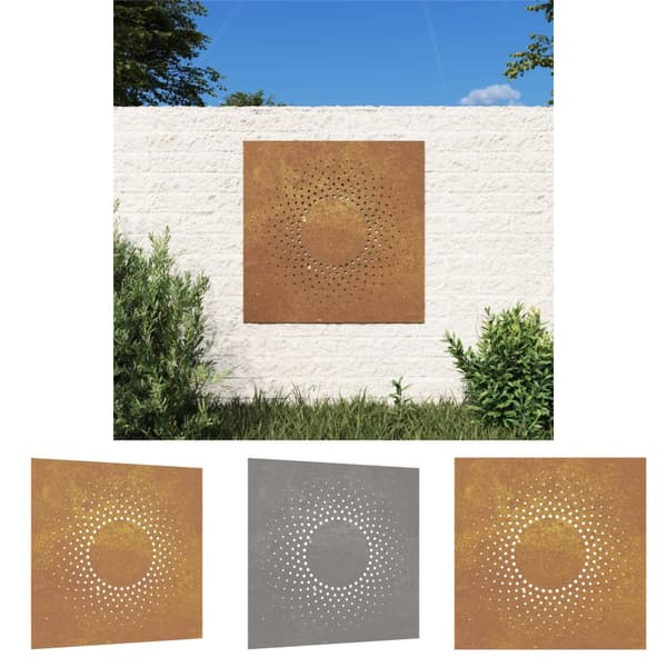 The Living Store udendørs vægdekoration 55x55 cm soldesign cortenstål - Plakater, prints & vægkunst