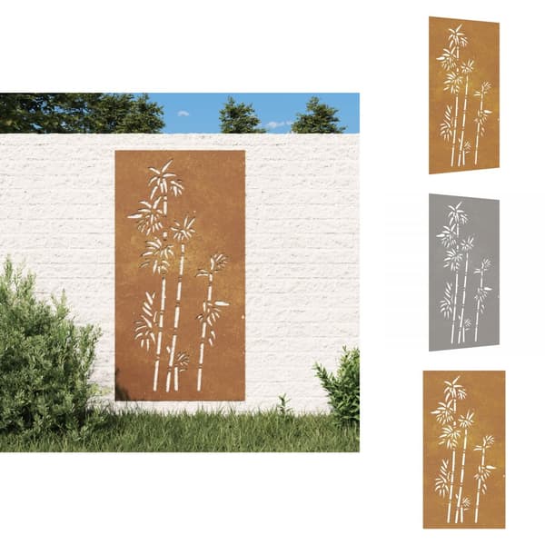 Julisteet, painokuvat & koristetaulut - Living Puutarhaseinäkoriste 105x55 cm corten teräs bambukuvio