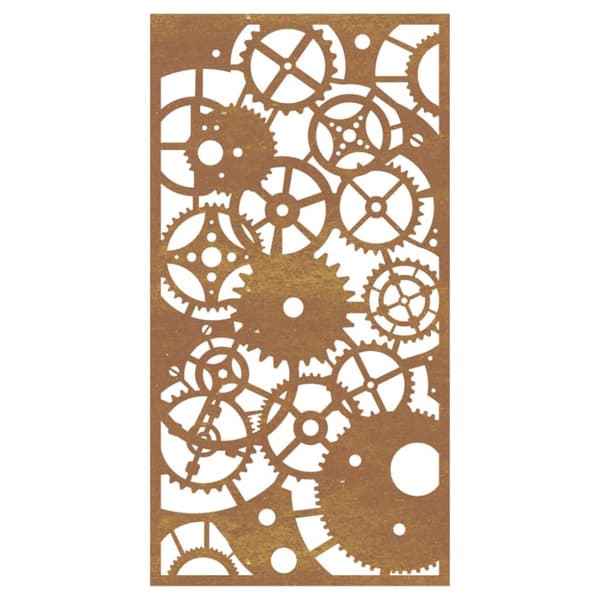 Plakater, prints & vægkunst - Living udendørs vægdekoration 105x55 cm tandhjulsdesign cortenstål