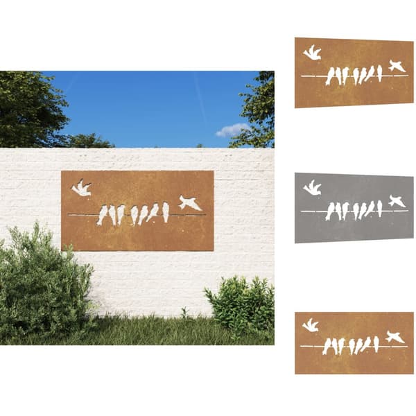 Plakater, prints & vægkunst - Living udendørs vægdekoration 105x55 cm fugledesign cortenstål