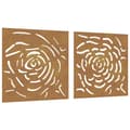 Miniatyrbillede 3 af 9: Plakater, prints & vægkunst - Living udendørs vægdekoration 2 dele 55x55 cm rosedesign cortenstål