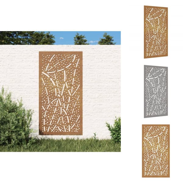 Julisteet, painokuvat & koristetaulut - Living Puutarhaseinäkoriste 105x55 cm corten teräs lehtikuvio