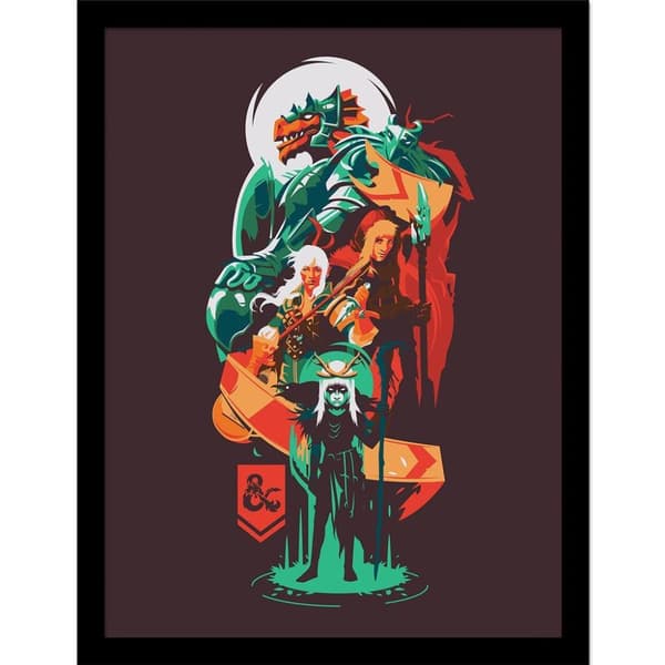 Dungeons & Dragons Adventuring Party Framed Poster Multicoloured 40cm x 30cm